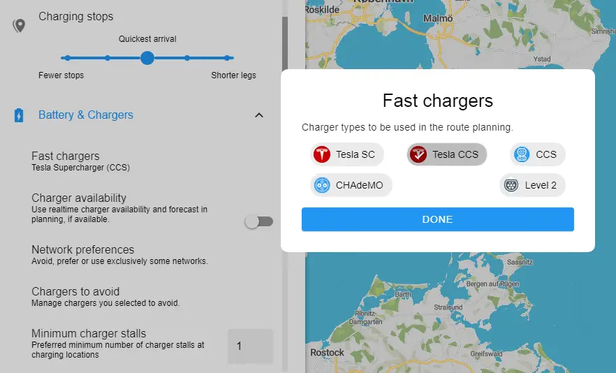 Best Tesla supercharger trip planner