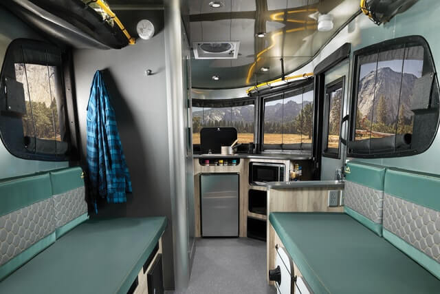 Check the interior of the used travel trailer