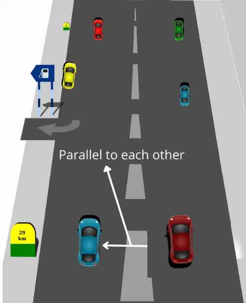 Do not engage Autopilot when you are parallel to another car.