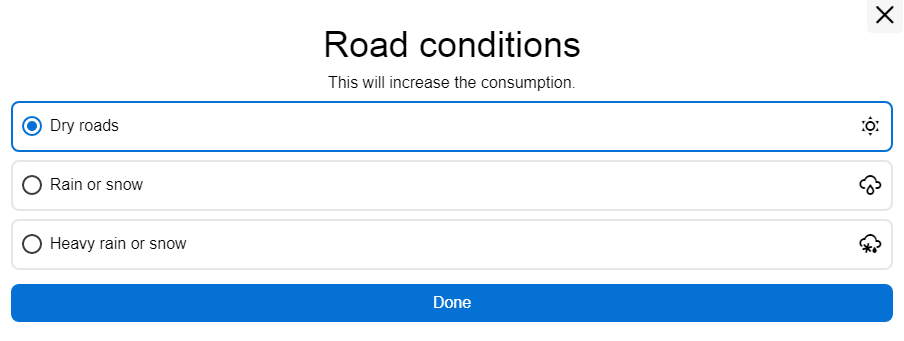 Road Conditions settings 